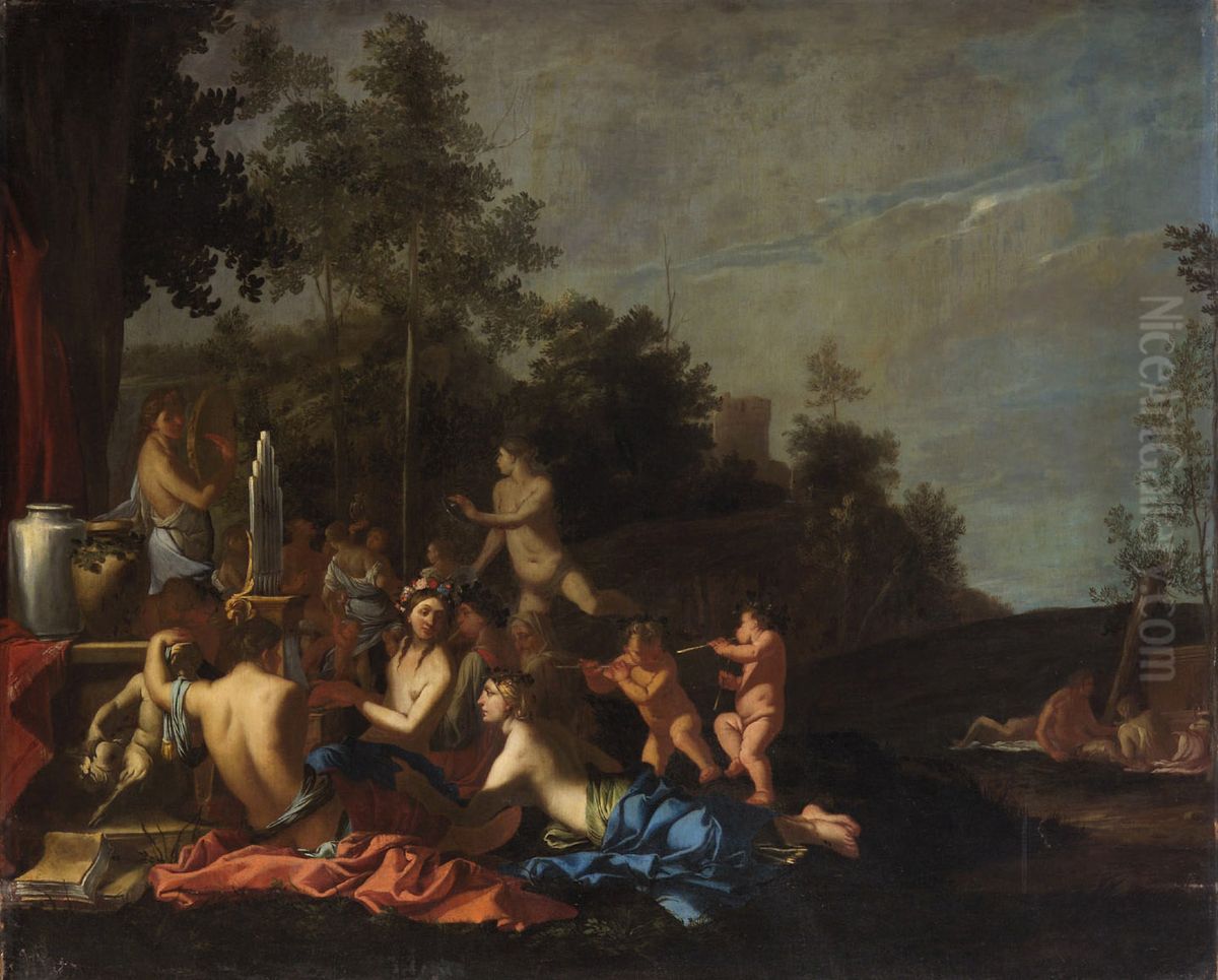 Musizierende Nymphen und Putti Oil Painting by Giulio Carpioni
