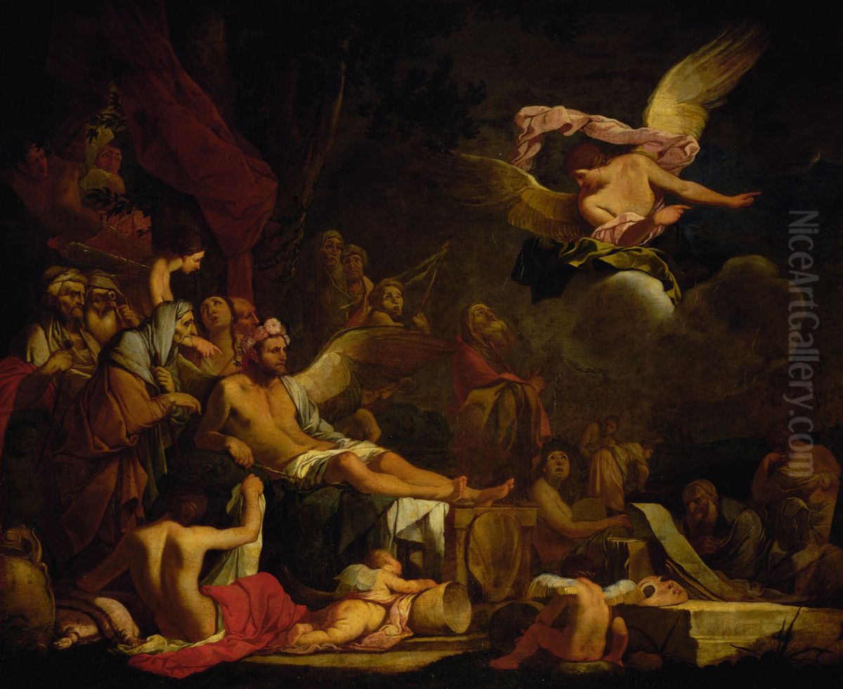 Iris als Botschafterin im Reich des Hypnos Oil Painting by Giulio Carpioni
