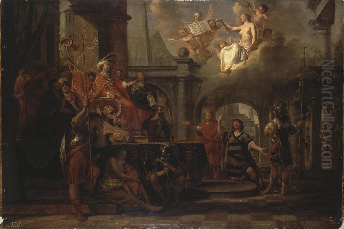 Zorovavel and Darius Oil Painting by Nikolaus Knupfer