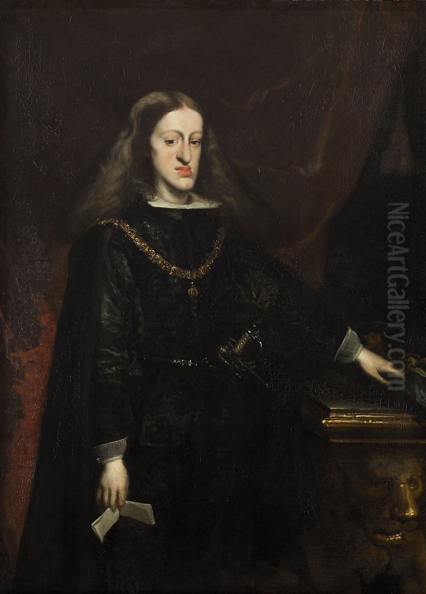 Konig Karl II. von Spanien (1661-1700) Oil Painting by Juan Carreno De Miranda