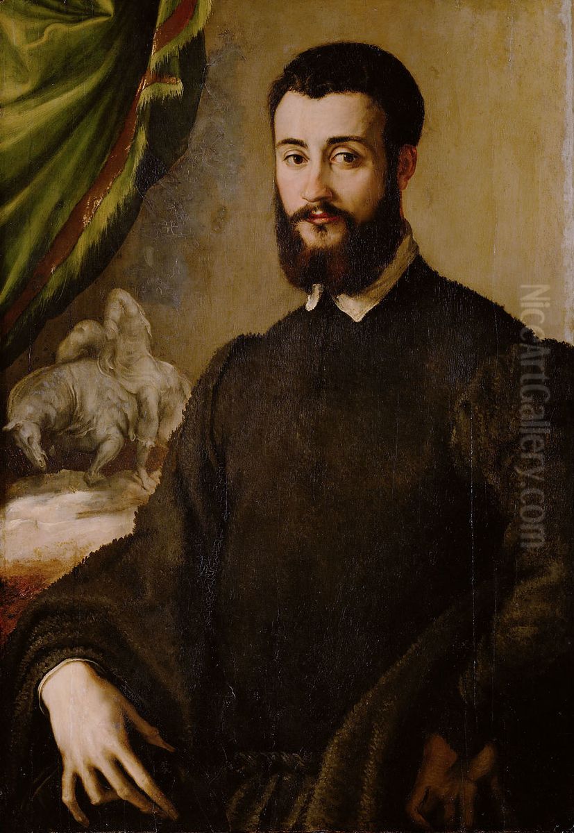 Bildnis eines Mannes aus der Familie Santacroce Oil Painting by Francesco Salviati