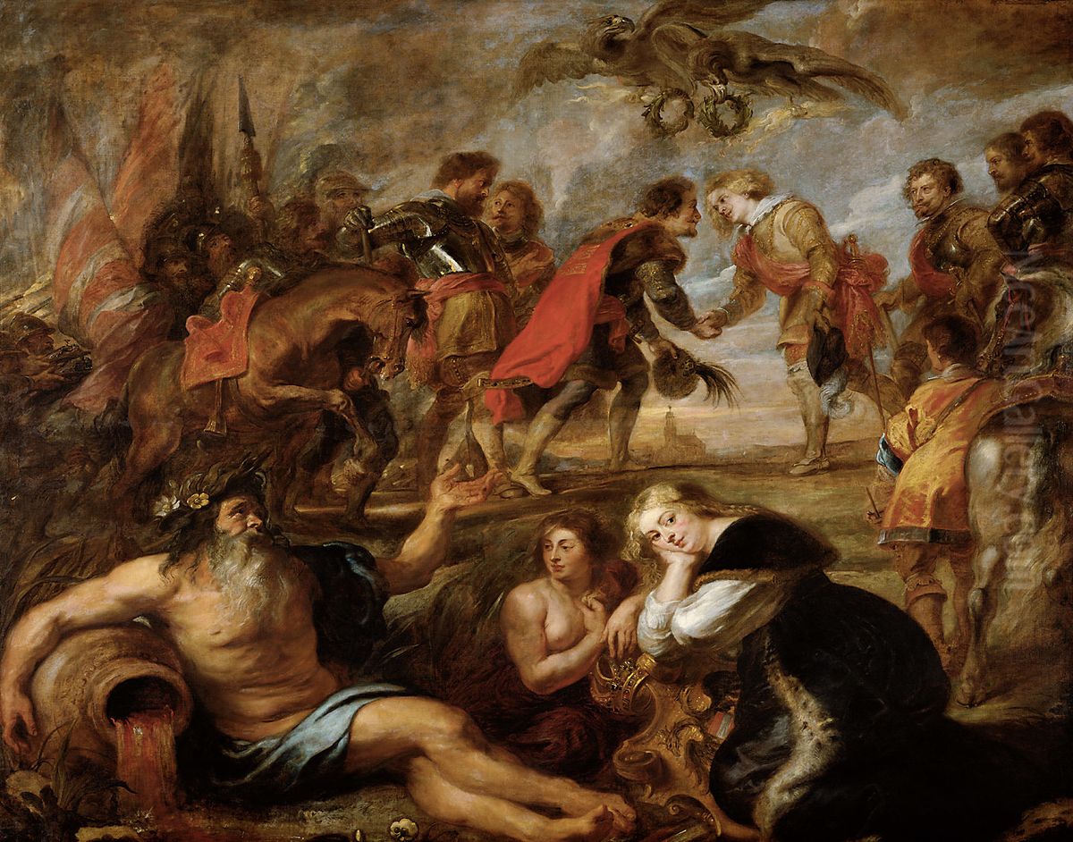 Begegnung Konig Ferdinands von Ungarn mit dem Kardinalinfanten Ferdinand vor der Schlacht bei Nordlingen Oil Painting by (studio of) Rubens, Peter Paul