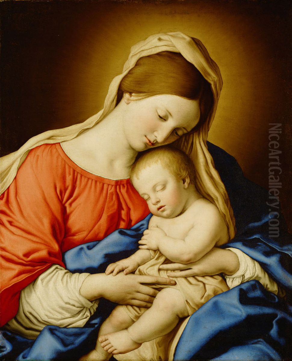 Maria mit Kind Oil Painting by Giovanni Battista Salvi da Sassoferrato