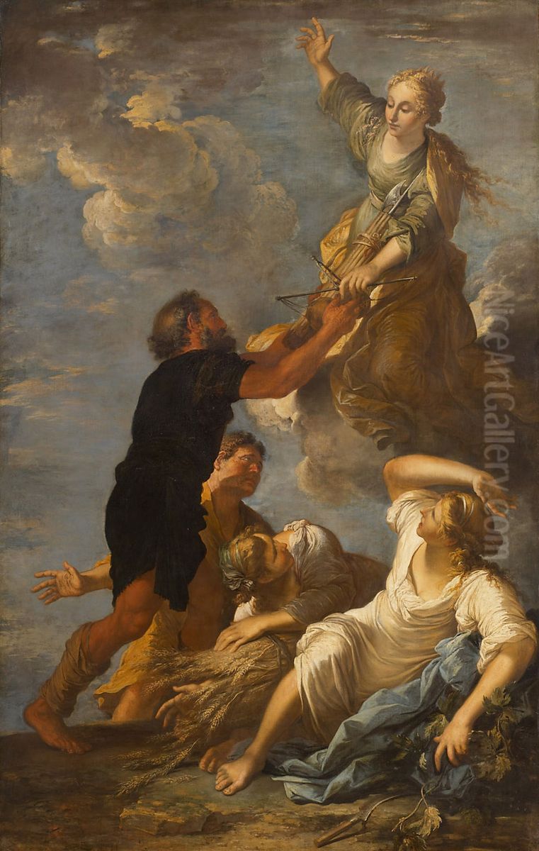 Astraea leaves the earth Oil Painting by Salvator Rosa