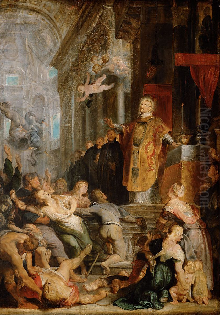 Miracle of Saint Ignatius of Loyala (study) Oil Painting by (studio of) Rubens, Peter Paul