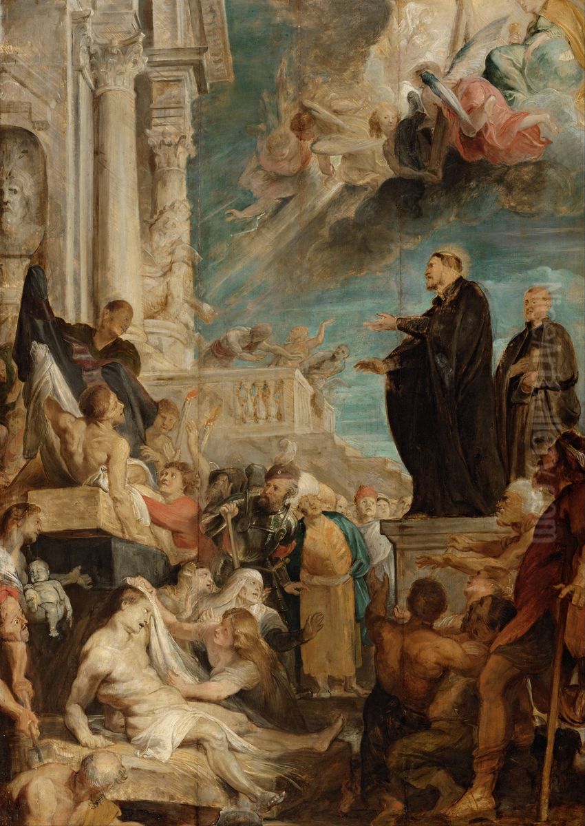 The miracles of St. Francis Xavier, Modello Oil Painting by (studio of) Rubens, Peter Paul