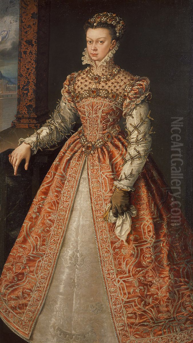 Portrait of Elisabeth of Valois (1545-1568), Queen of Spain Oil Painting by Alonso Sanchez Coello