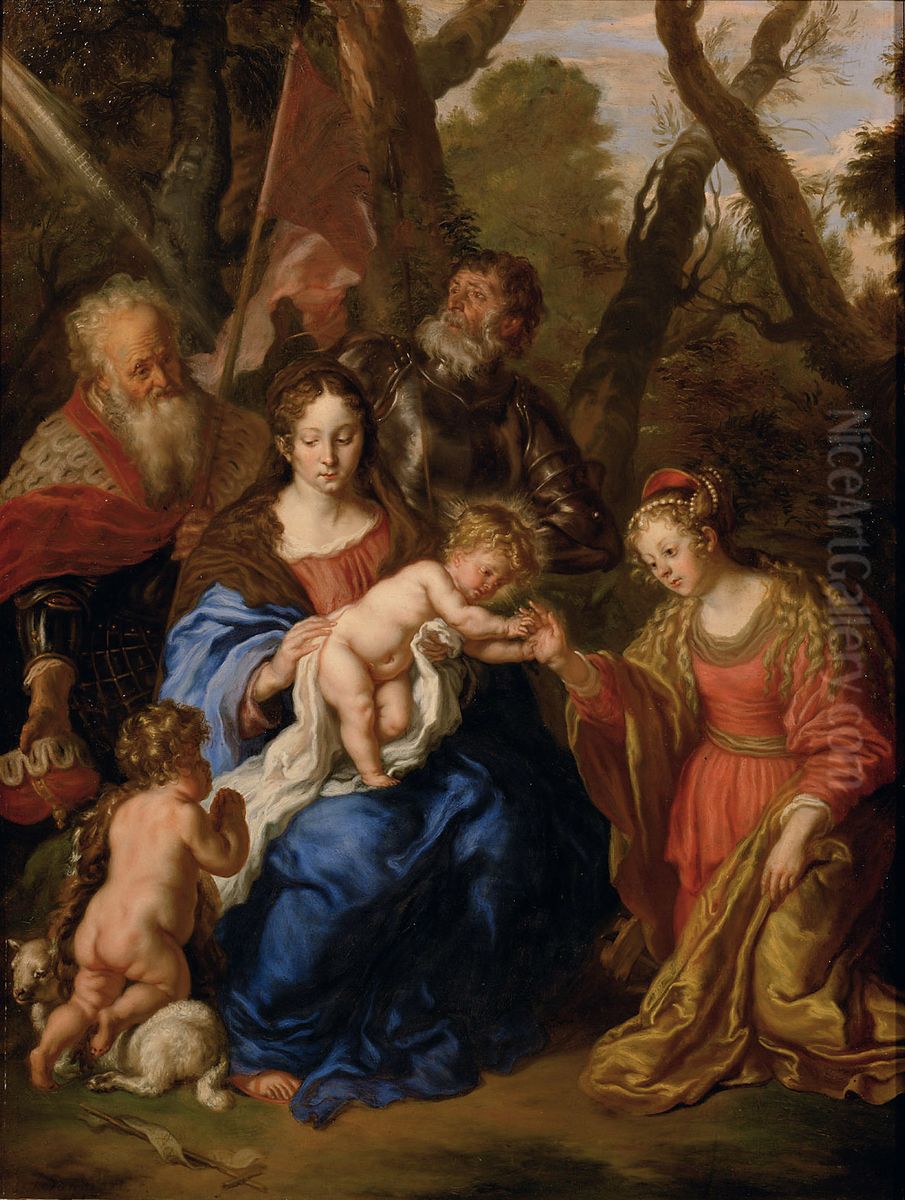 Mystische Verlobung der Hl. Katharina und die Hll. Leopold und Wilhelm Oil Painting by Joachim von, I Sandrart