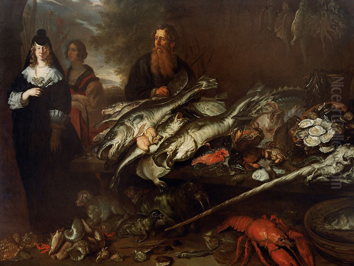 Grosser Fischmarkt Oil Painting by Joachim von, I Sandrart