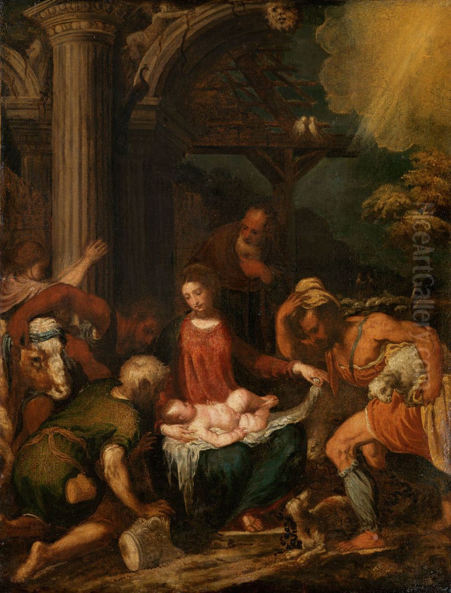 Adoration of the Shepherds Oil Painting by Andrea Schiavone