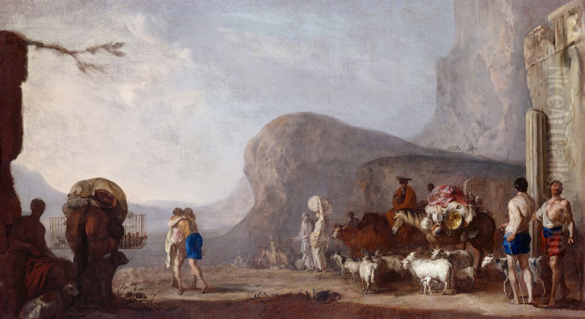 Reconciliation of Jacob with Esau Oil Painting by Johann Heinrich Schonfeld