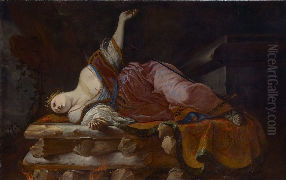 Dido on the Pyre Oil Painting by Johann Heinrich Schonfeld