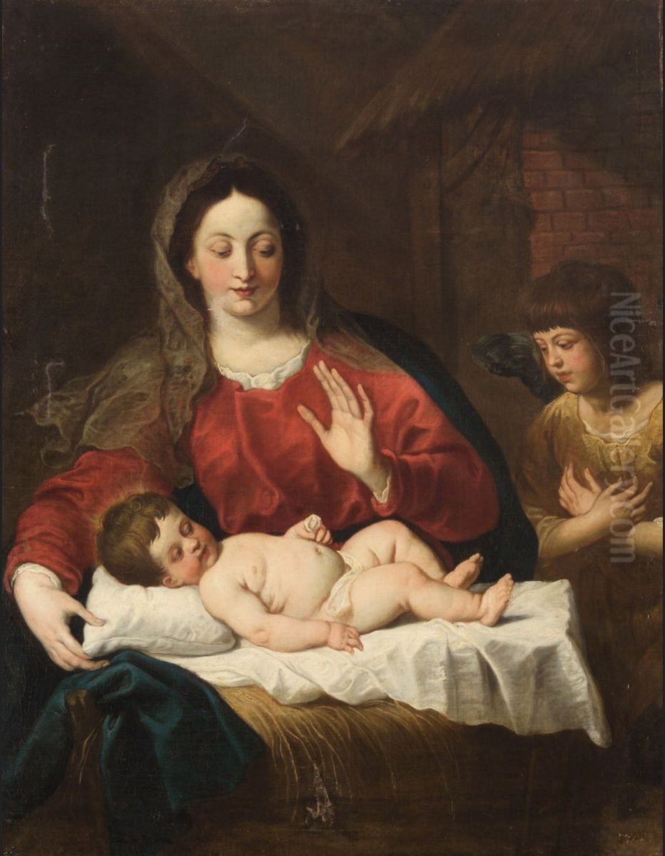 Virgin with Child and Angel Oil Painting by Gerard Seghers