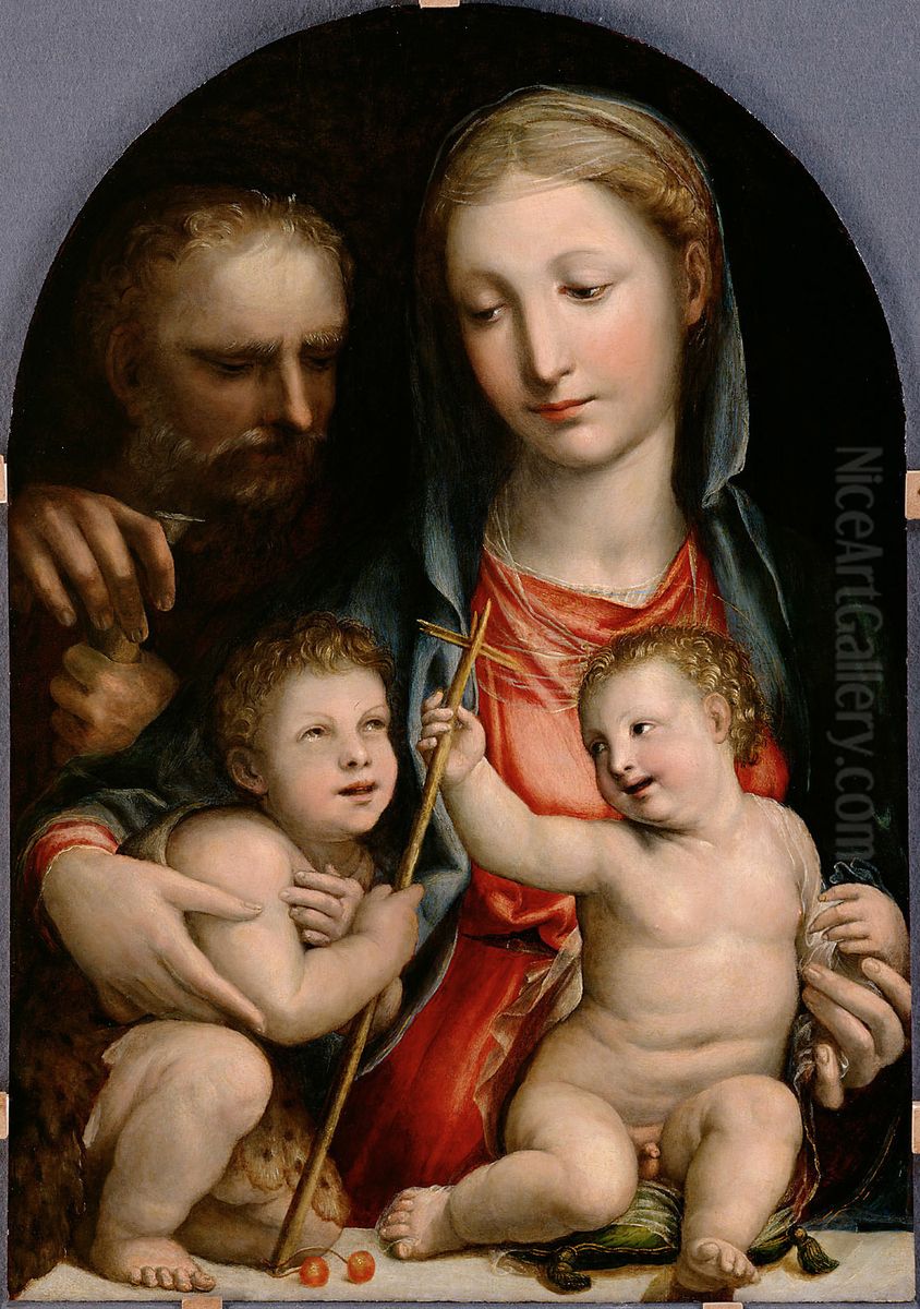 Heilige Familie mit Johannesknaben Oil Painting by Il Sodoma