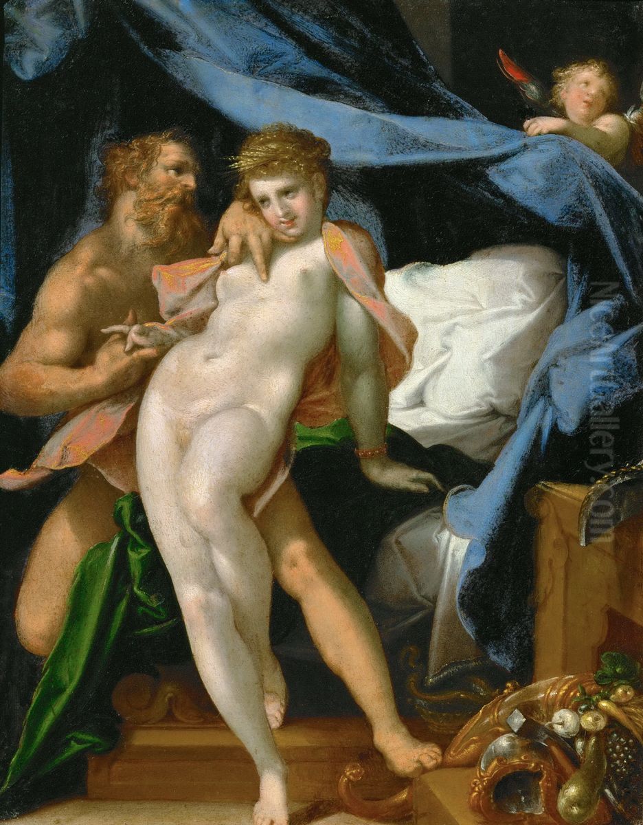 Vulcan   and  Maia Oil Painting by Bartholomeus Spranger