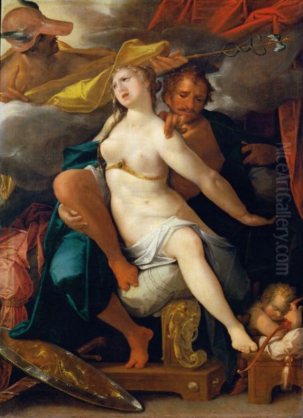 Venus and Mars warned by Mercury Oil Painting by Bartholomeus Spranger
