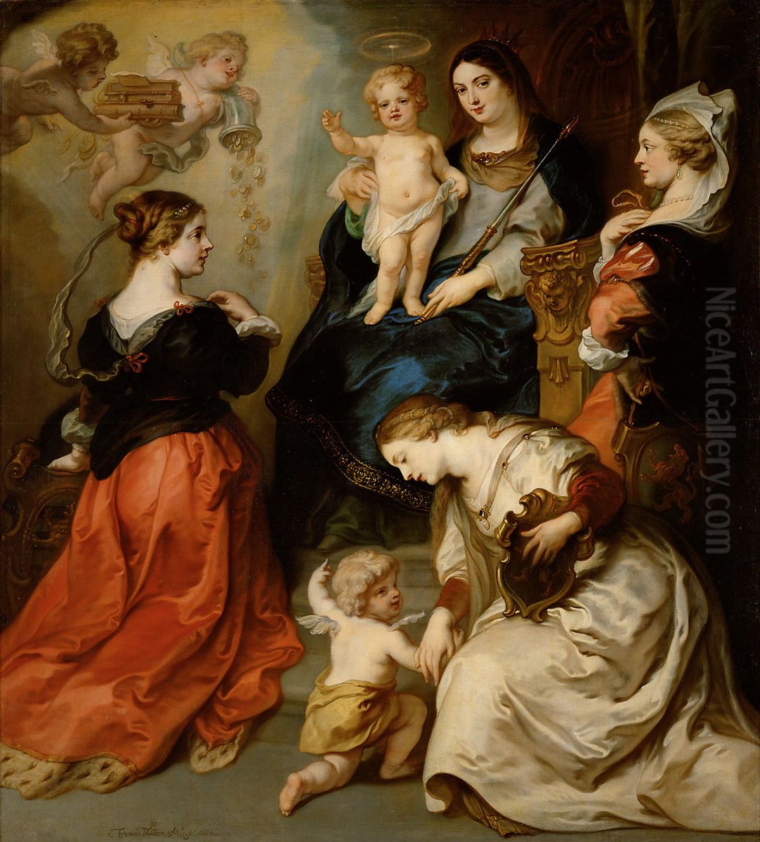 Die Provinzen Brabant, Hennegau und Flandern huldigen der Madonna Oil Painting by Theodoor van Thulden