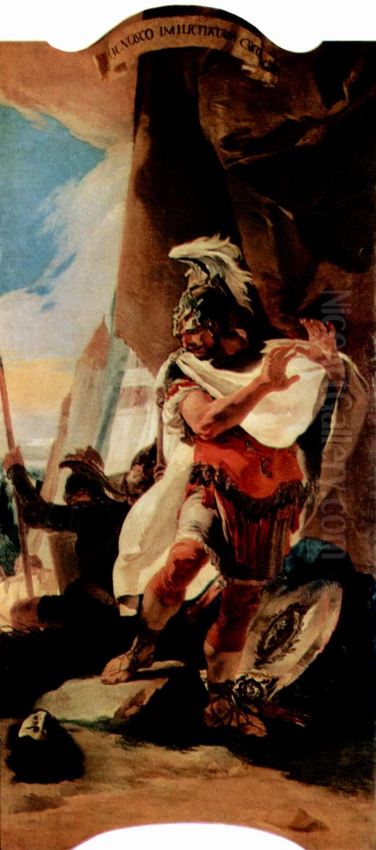 Hannibalbetrachtet den Kopf seines BrudersHasdrubal, aus Gemaldezyklus zur romischen Geschichte fur den Palazzo Dolfin in Venedig Oil Painting by Giovanni Battista Tiepolo