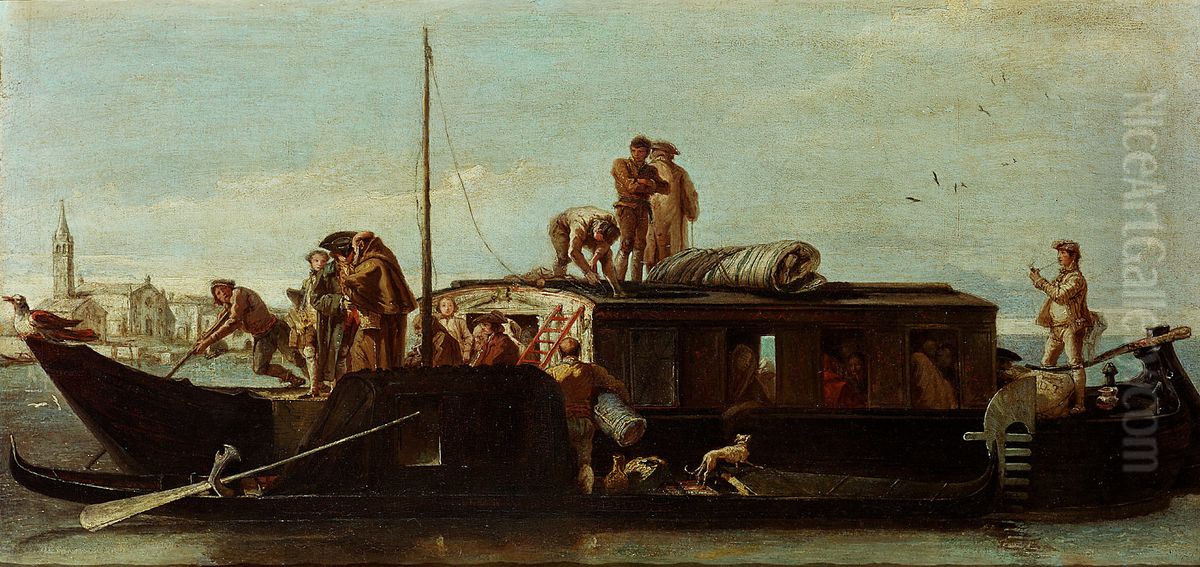 Venezianische Postbarke Oil Painting by Giovanni Domenico Tiepolo