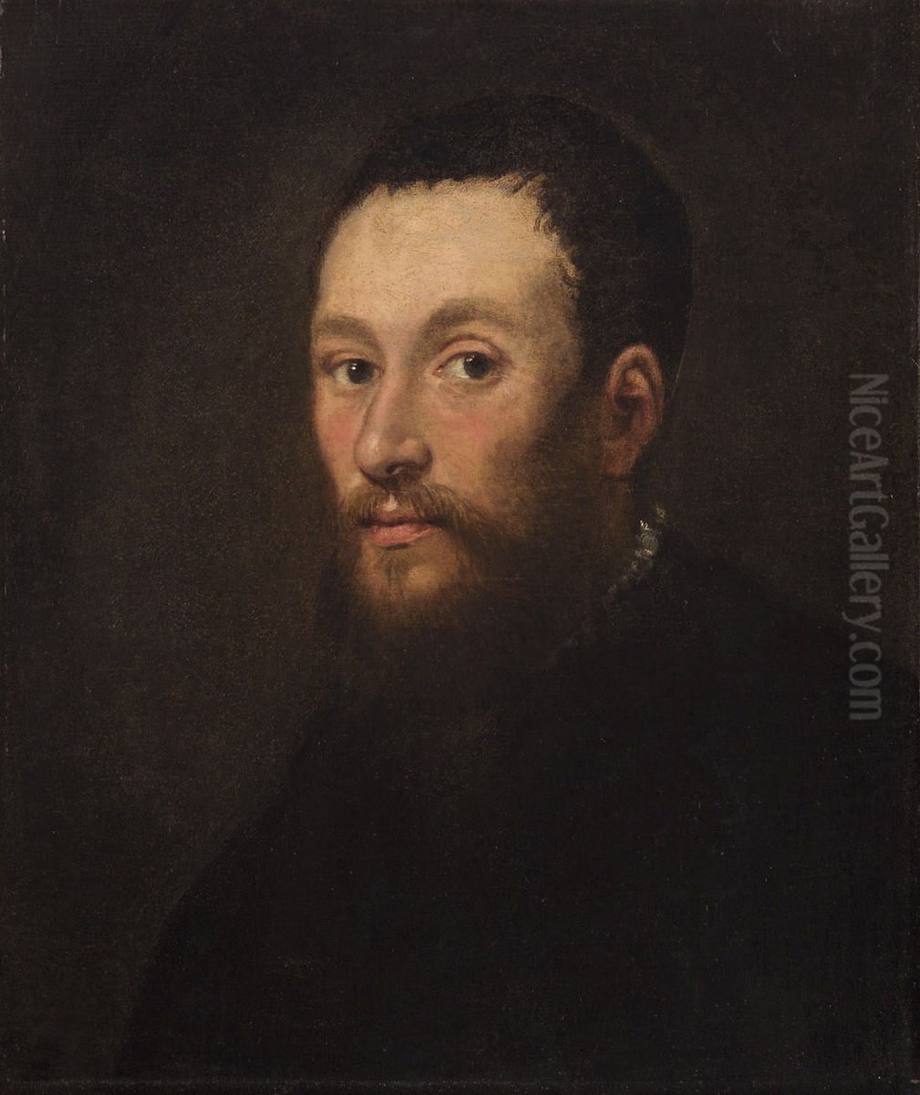 Bildnis eines jungen bartigen Mannes Oil Painting by Jacopo Tintoretto