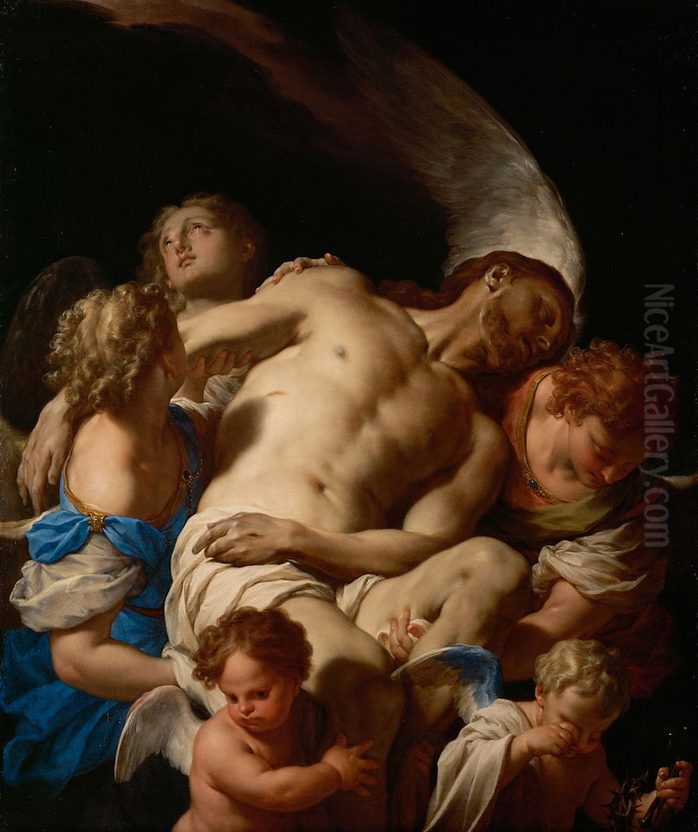 Leichnam Christi, von Engeln gehalten Oil Painting by Francesco Trevisani