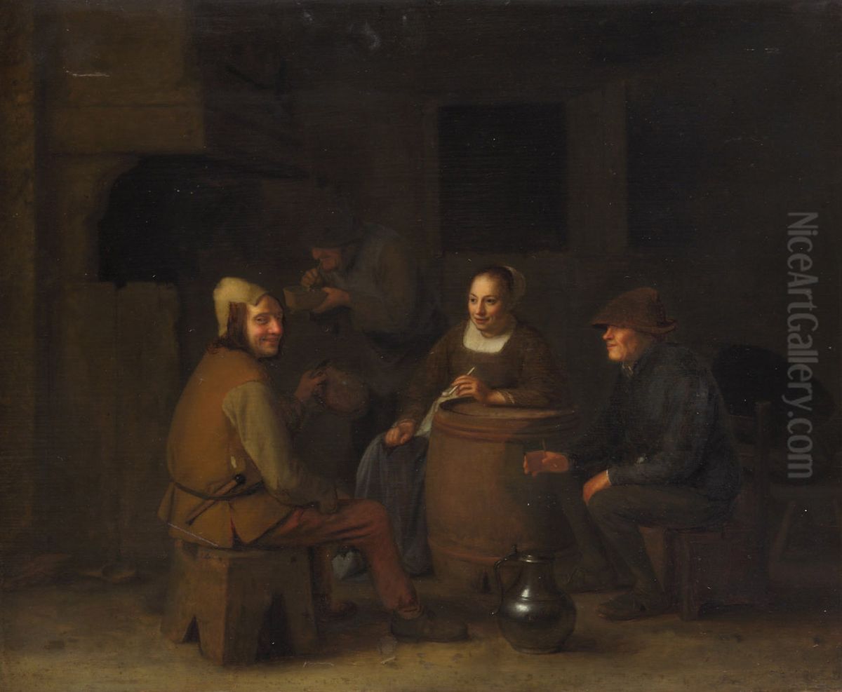 Rauchende Bauern Oil Painting by Pieter Hermansz Verelst