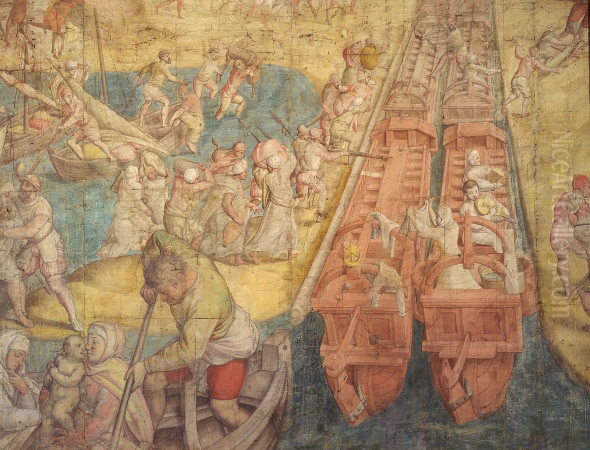 Kriegszug Kaiser Karls V. gegen Tunis (1535): Abbruch des Lagers und Einschiffung zur Ruckfahrt Oil Painting by Jan Cornelisz Vermeyen