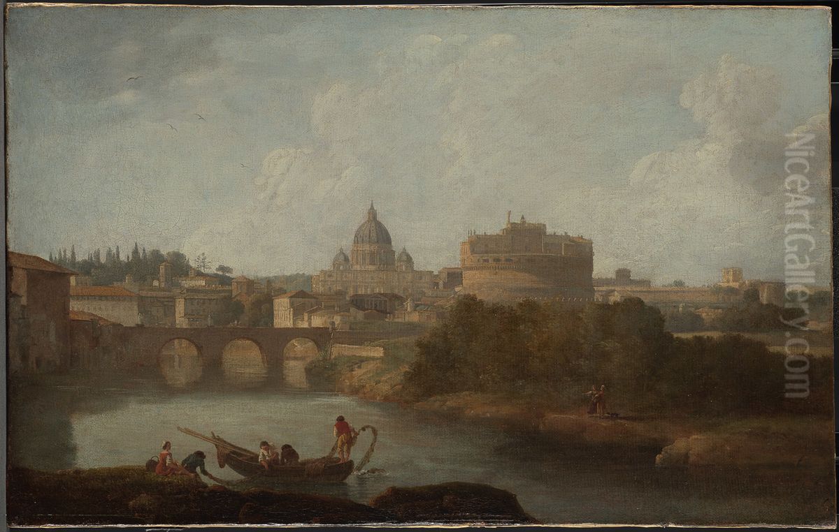 Engelsburg und St. Peter in Rom Oil Painting by Joseph Vernet