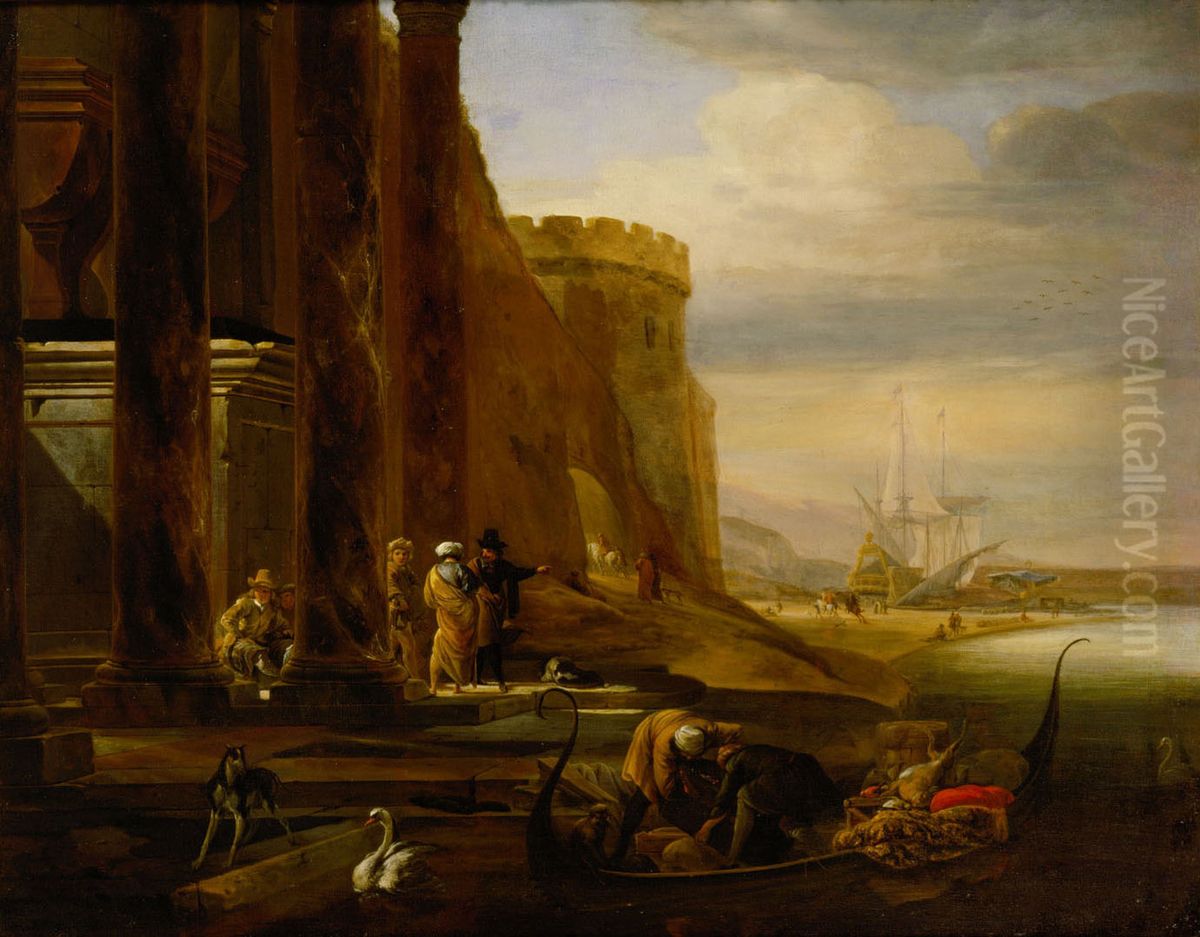 Italienischer Seehafen Oil Painting by Jan Weenix