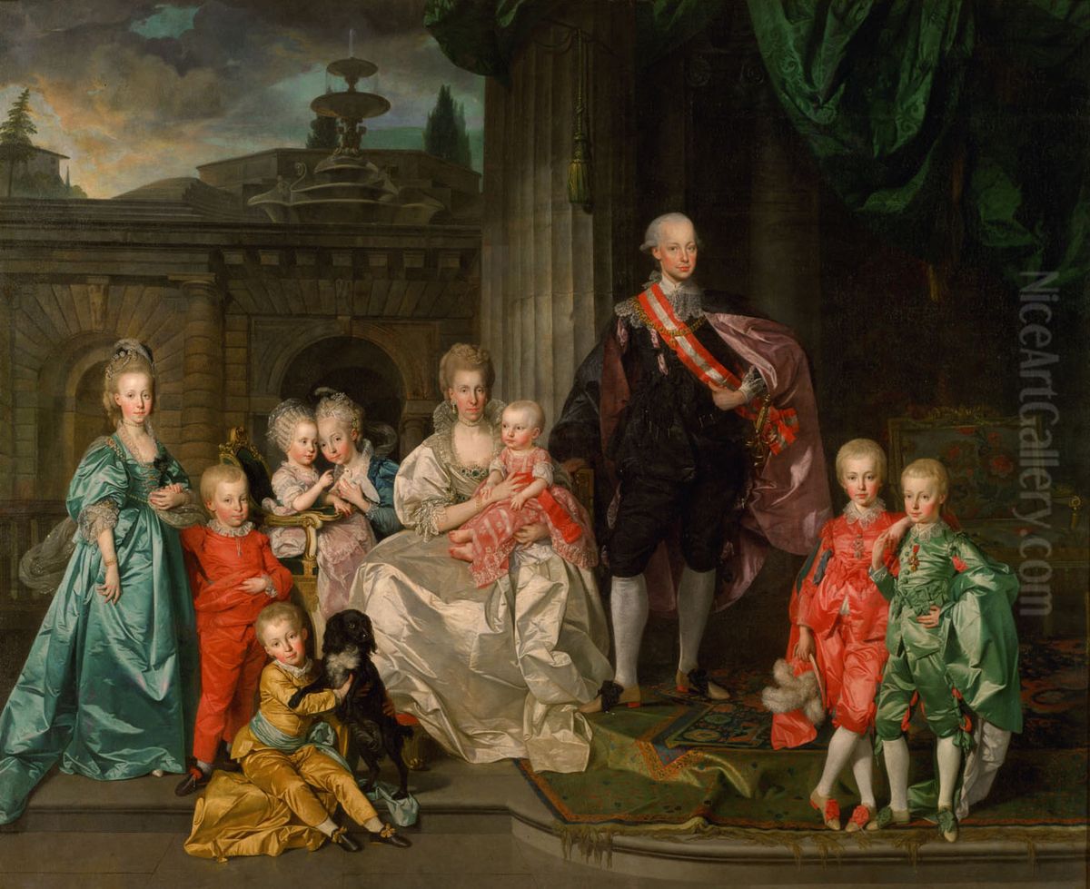 Leopold I, Grand Duke of Tuscany with his wife Maria Luisa and their children Oil Painting by Johann Zoffany