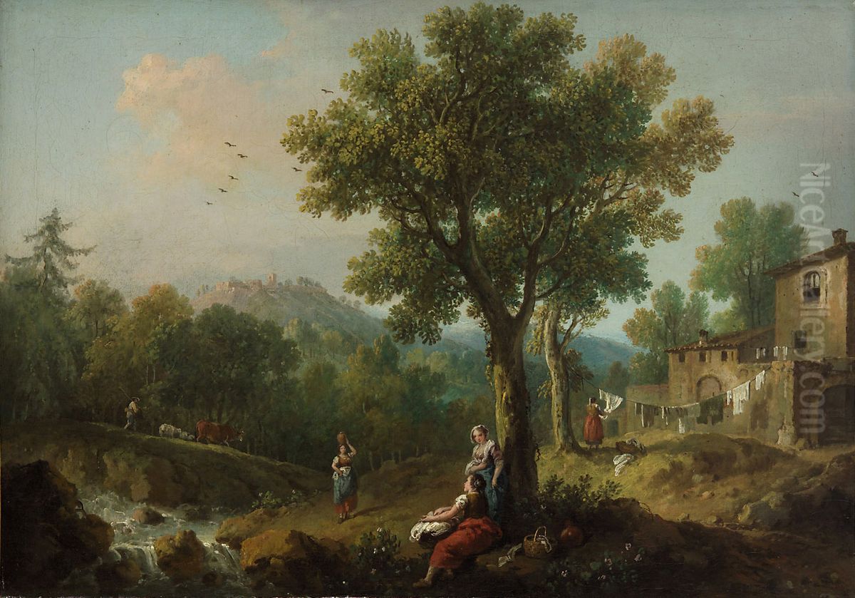 Landschaft mit Wascherinnen Oil Painting by Francesco Zuccarelli