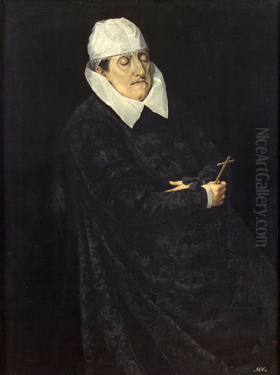 Maria Anna von Bayern (1551-1608), Gemahlin von Karl II. von Innerosterreich, auf dem Totenbett Oil Painting by Giovanni Pietro de Pomis