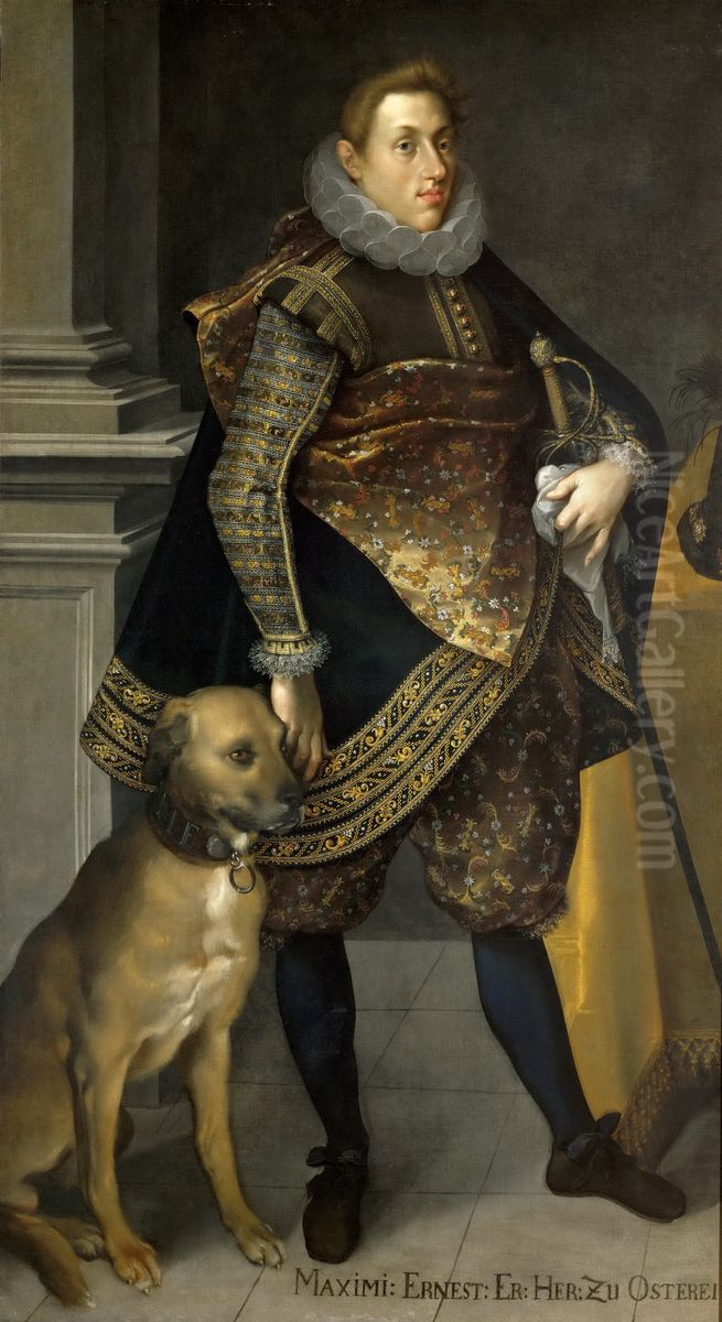 Erzherzog Maximilian Ernst (1583-1616) mit Jagdhund Oil Painting by Joseph The Elder Heintz