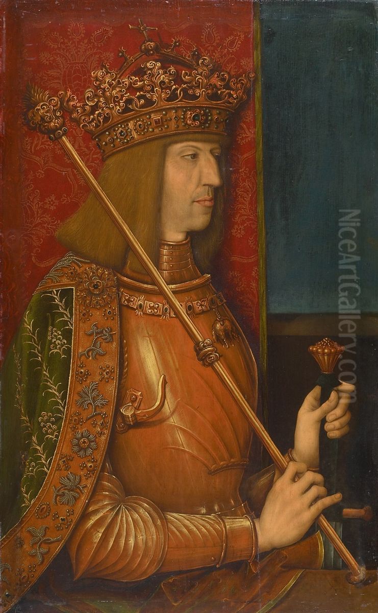 Maximilian I. (1459-1519), Bildnis in halber Figur Oil Painting by Bernhard Strigel