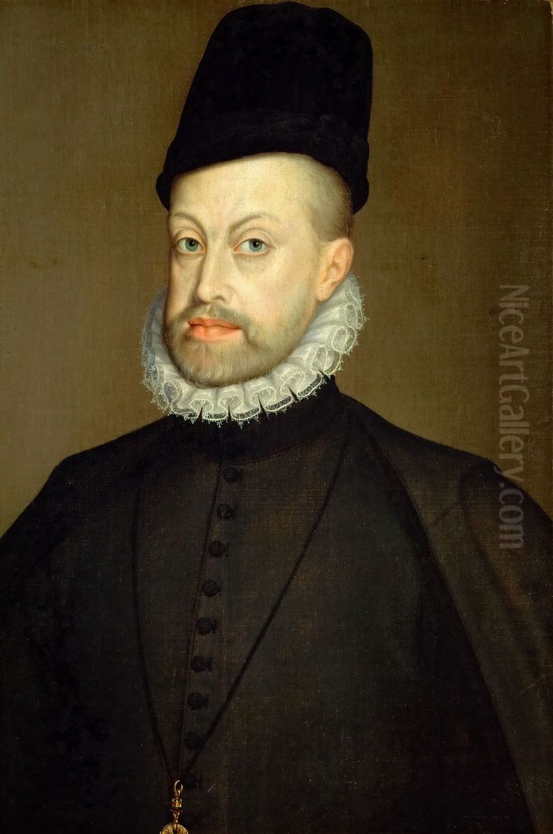 Konig Philipp II. von Spanien (1527-1598), Brustbild in spanischer Hoftracht mit dem Orden vom Goldenen Vlies Oil Painting by Alonso Sanchez Coello Konig Philipp II. von Spanien (1527-1598), Brustbild in spanischer Hoftracht mit dem Orden vom Goldenen Vlies Oil Painting by Alonso Sanchez Coello