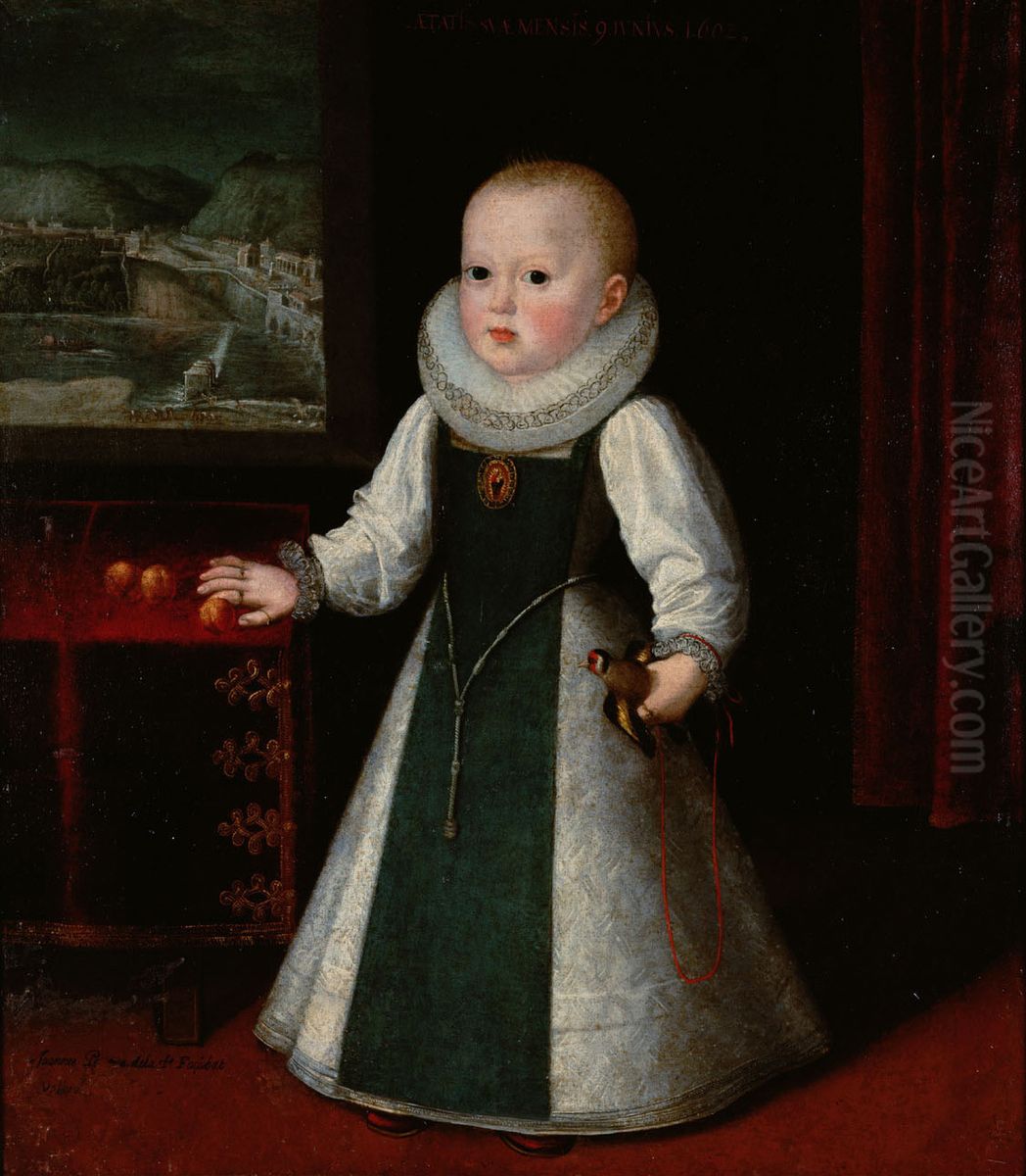 Infantin Anna (1601-1666), Konigin von Frankreich, Bildnis in ganzer Figur im Alter von neun Monaten Oil Painting by Juan Pantoja de la Cruz
