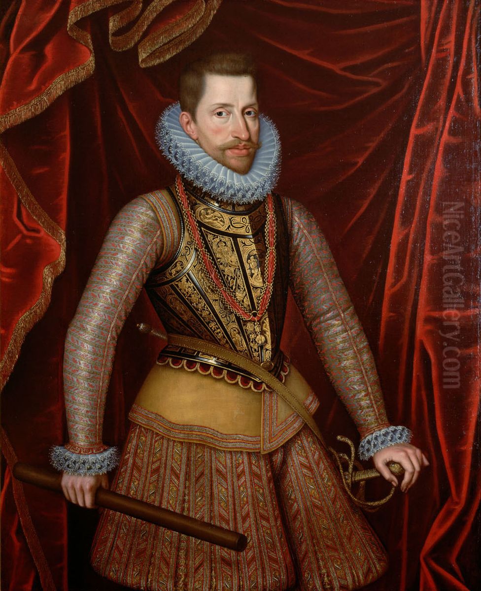 Erzherzog Albrecht VII. (1559-1621) im Harnisch, Kniestuck Oil Painting by Otto van Veen