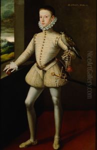 Erzherzog Wenzel (1561-1578) als Dreizehnjahriger mit einem Falken, ganze Figur