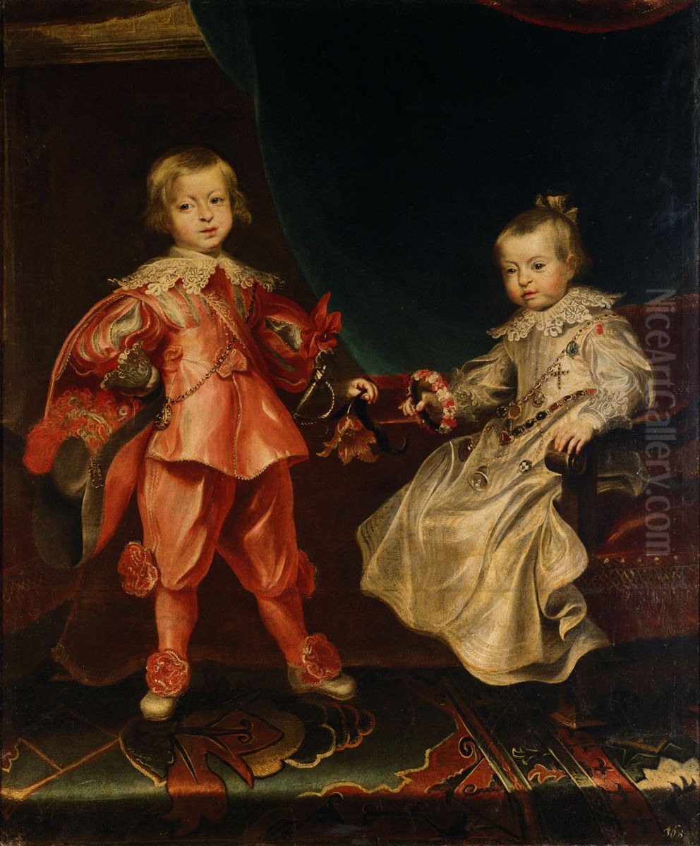 Portrait of Ferdinand IV with his sister Maria Anna Oil Painting by Frans Luycx