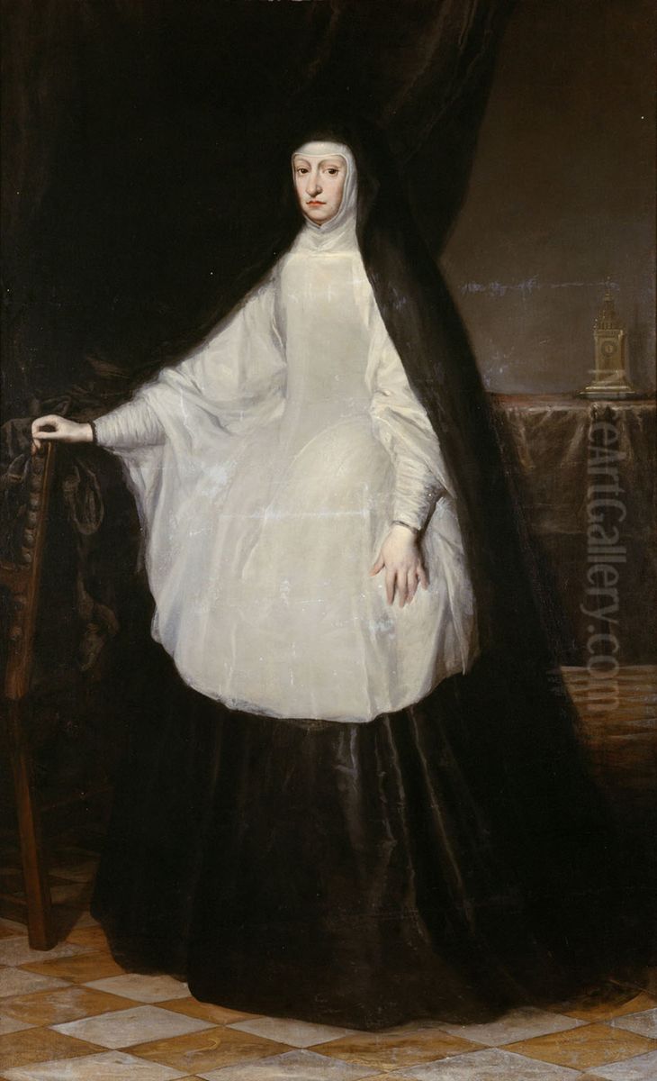 Erzherzogin Maria Anna, Konigin von Spanien, als Witwe Oil Painting by Juan Carreno De Miranda