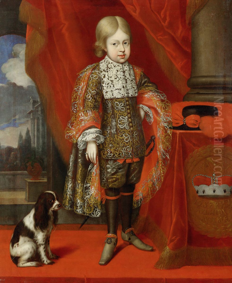 Portrait of Kaiser Joseph I. (1678-1711) at the age of six Oil Painting by Benjamin Block
