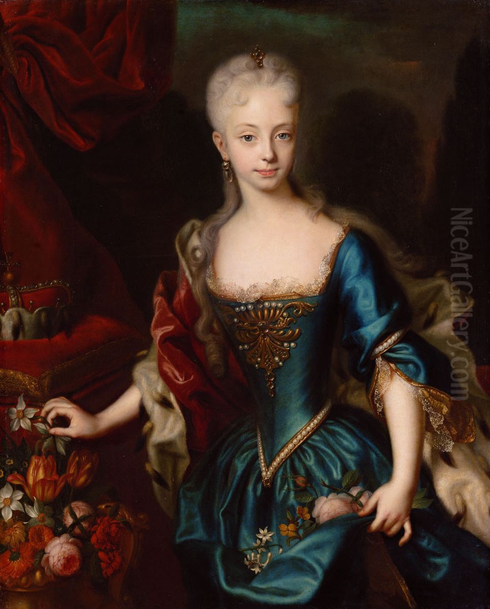 Erzherzogin Maria Theresia (1717-1780) im Alter von elf Jahren, Kniestuck Oil Painting by Andreas Moller