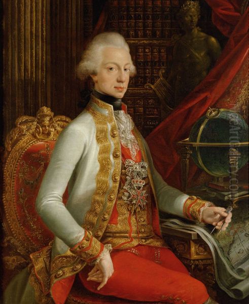 Grossherzog Ferdinand III. (1769-1824), Sohn von Leopold II., in seiner Bibliothek sitzend, Kniestuck Oil Painting by Joseph Dorffmeister