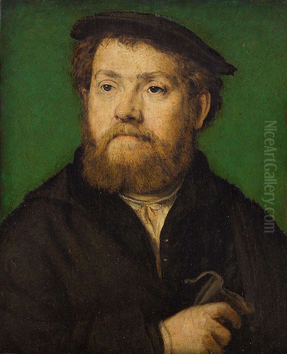 Bartiger Mann mit Handschuh Oil Painting by Corneille De Lyon