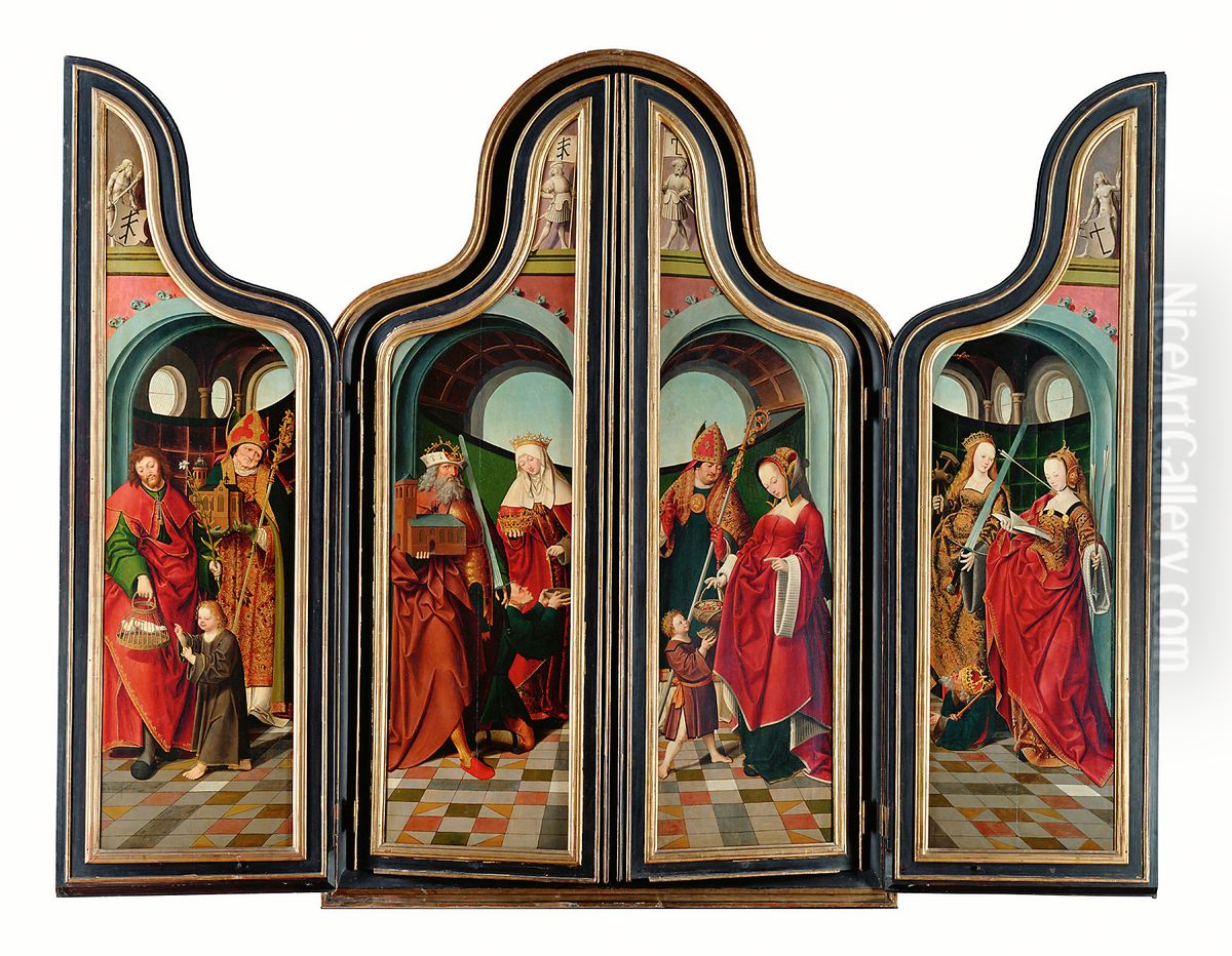 Hieronymusaltar Oil Painting by Jacob Cornelisz Van Oostsanen