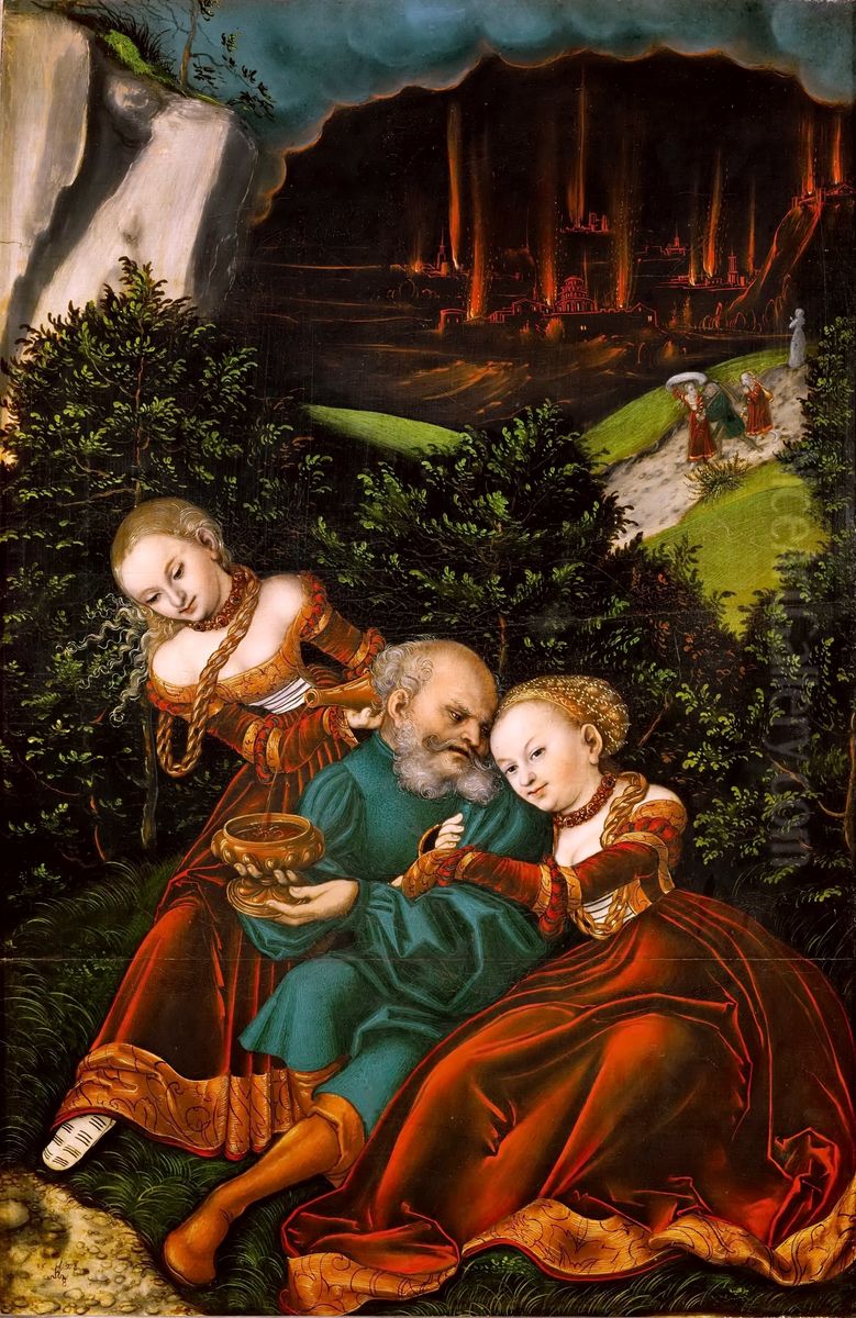 Lot und seine Tochter Oil Painting by Lucas Cranach the Elder