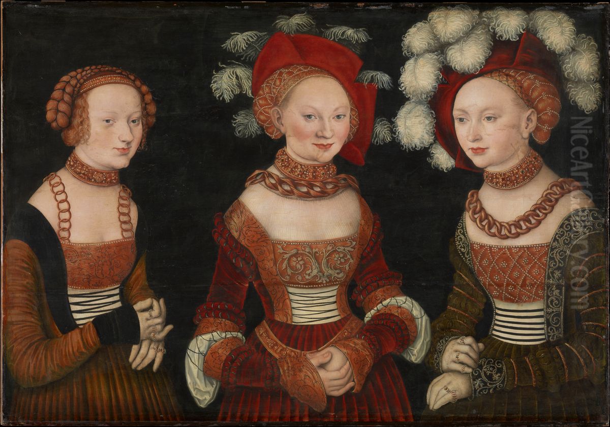 The Princesses Sibylla (1515-1592), Emilia (1516-1591) and Sidonia (1518-1575) of Saxony Oil Painting by Lucas Cranach the Elder