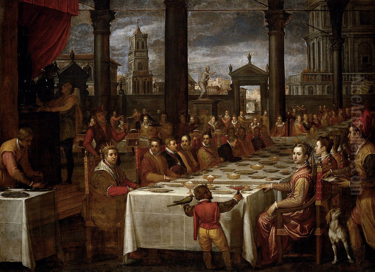 Hochzeitsmahl Grossherzog Ferdinands I. von Toskana (1549-1609) Oil Painting by Domenico Passignano