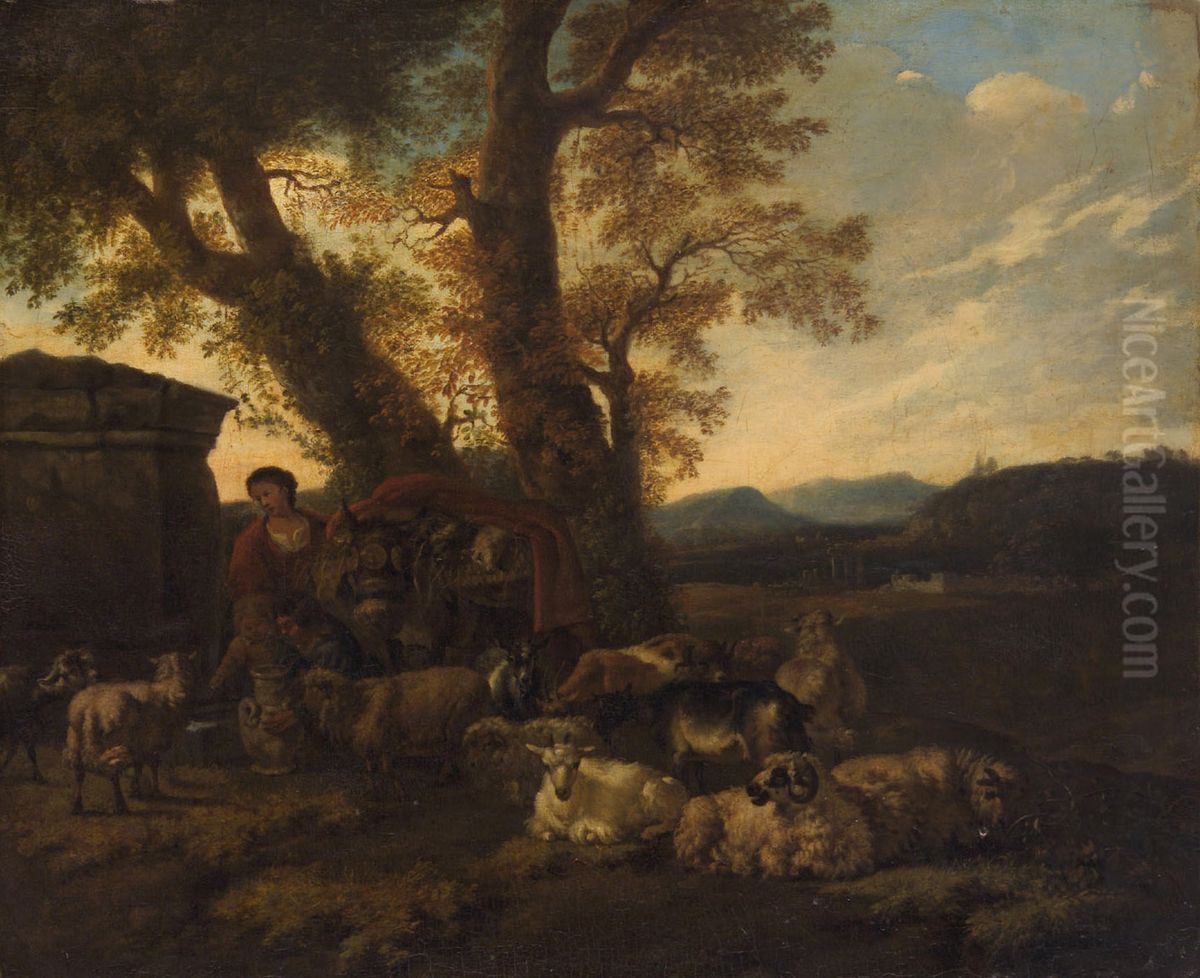 Campagna-Landschaft Oil Painting by Jacob Van Der Does