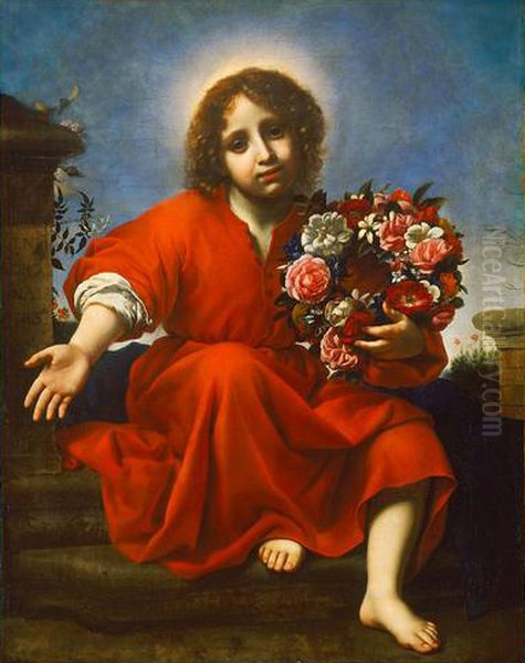 The boy Jesus invites the Christian soul to crown it according to the Song of Songs Oil Painting by Carlo Dolci